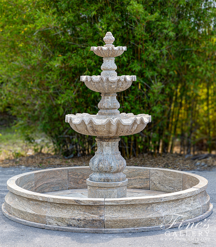 Search Result For Marble Fountains  - 10 Ft Diameter Three Tiered Granite Fountain - MF-1450